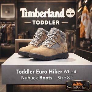Timberland Toddler Euro Hiker Boots Wheat Nubuck Size 8T Hiking Kids Trail Ready